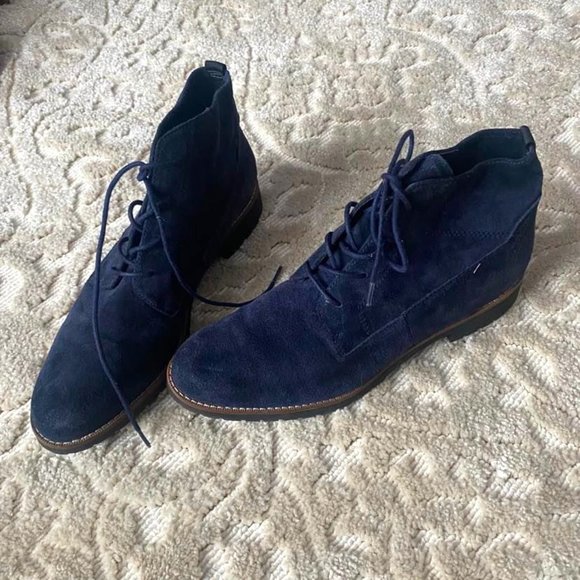 Franco Sarto Suede Boots Navy Blue - Picture 4 of 9
